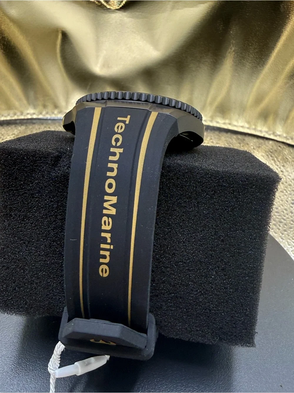 Technomarine Black and Gold Rubber Strap Sport Watch